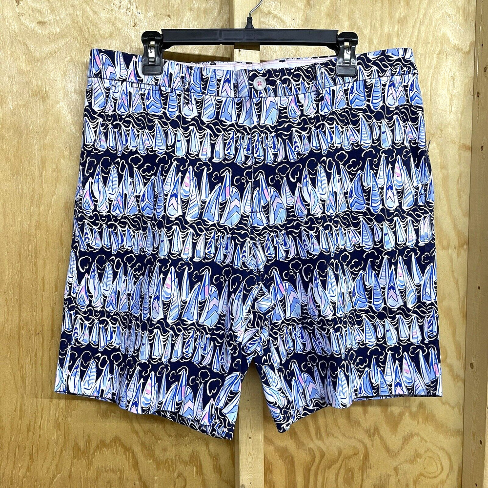 Lilly Pulitzer Size 34 Beaumont Shorts Navy Low Tide Sails Stripes Mens NWT